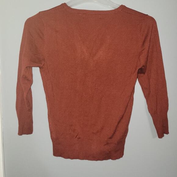 Mak Womens Cardigan Sweater Red Orange Rust Button Up Stretch Long Sleeve Sz S - Picture 6 of 6